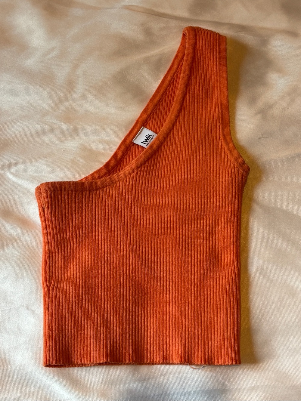 Twik Simons Burnt Orange One Shoulder Ribbed Crop Top XS Y2K